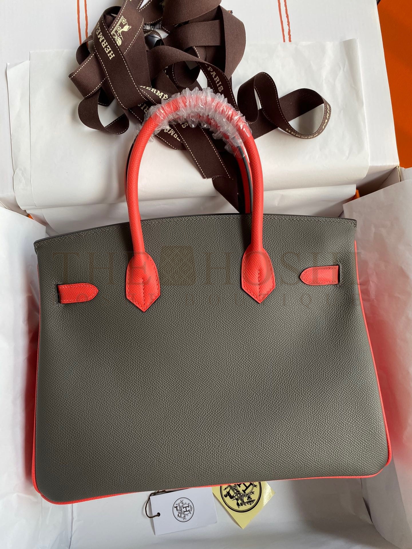 H**me5 HSS Birkin 30 Bicolor Bag in Etain and Piment Epsom Calfskin Master Quality