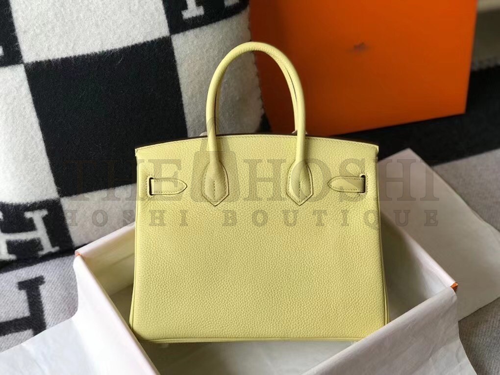 H**me5 Birkin 30 Bag in Jaune Poussin Clemence Leather with GHW Master Quality