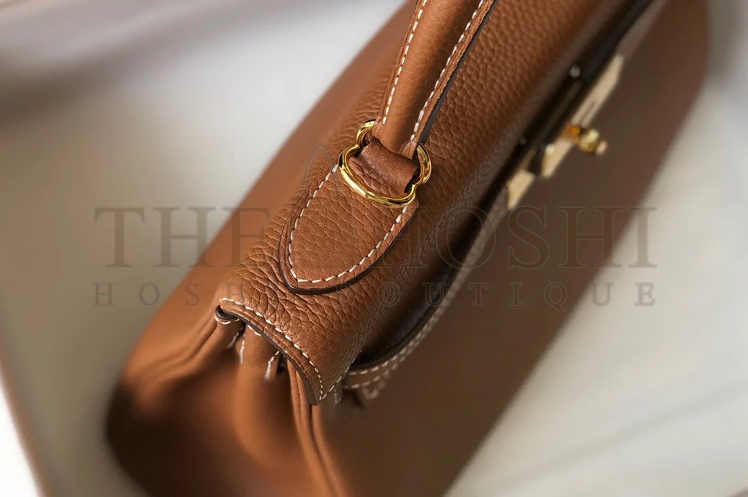 H**me5 Kelly 28cm Retourne Bag in Gold Clemence Leather GHW Master Quality