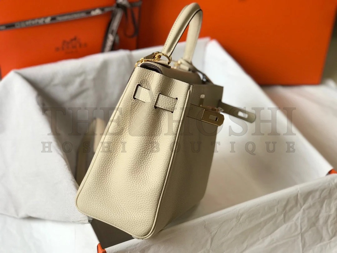 H**me5 Kelly 32cm Retourne Bag in Craie Clemence Leather GHW Master Quality