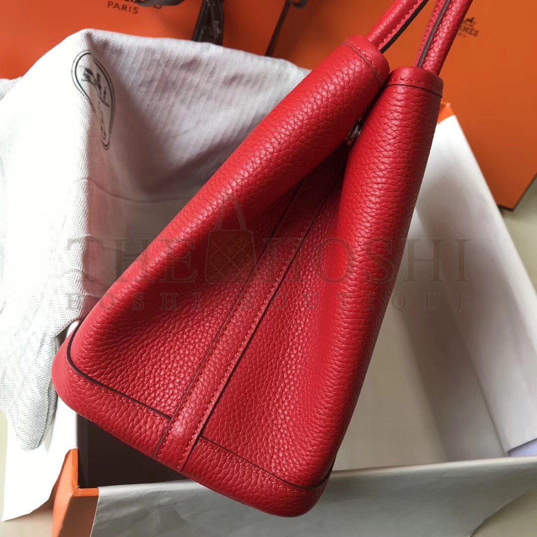 H**me5 Garden Party 30 Bag In Red Clemence Leather Master Quality