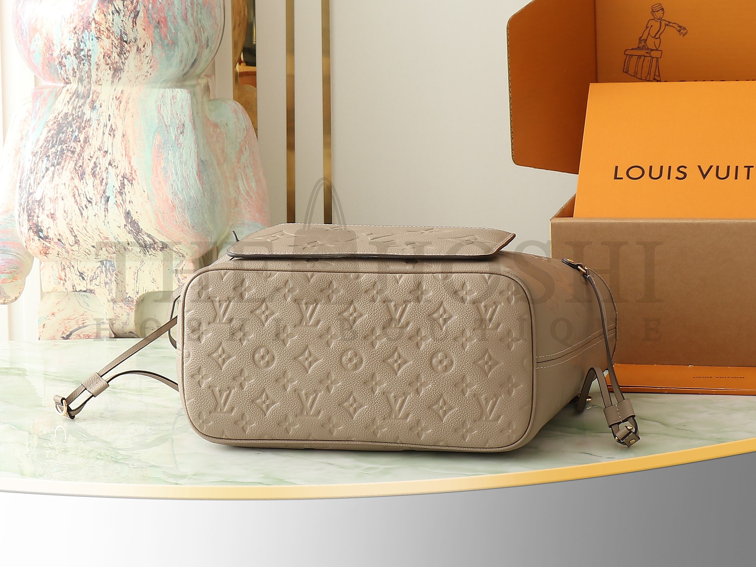 L0vis Vvtt0n LV Women Neverfull MM Tote Tourterelle Gray Embossed Cowhide Leather Master Quality