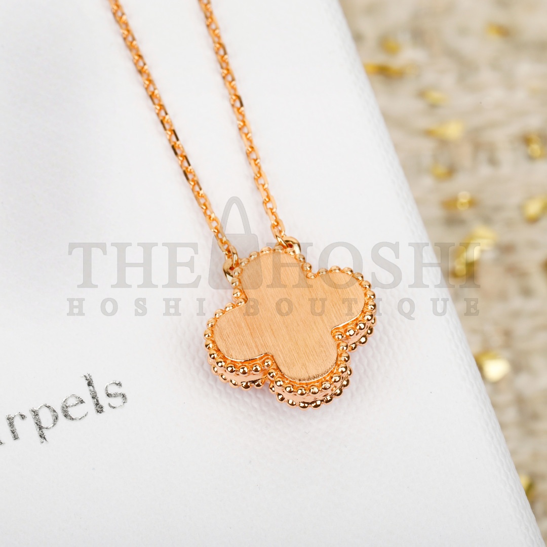 V*n Cl**f Necklace Dupe, Gold Clover Leaf Necklace, with Logo, 925 Sliver & Gold-Plated Master Quality