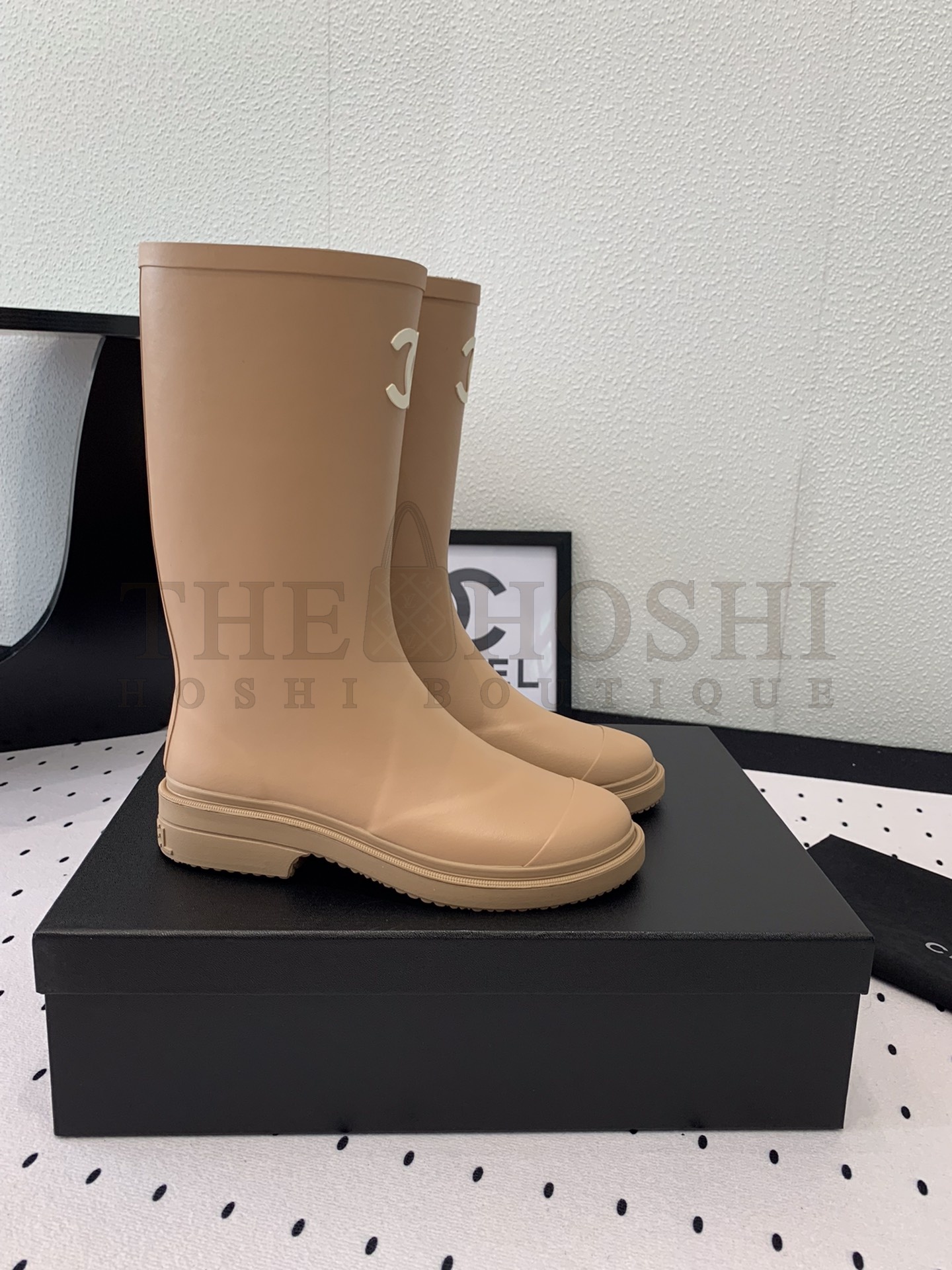 Ch**el Women CC High Boots Caoutchouc Leather Master Quality