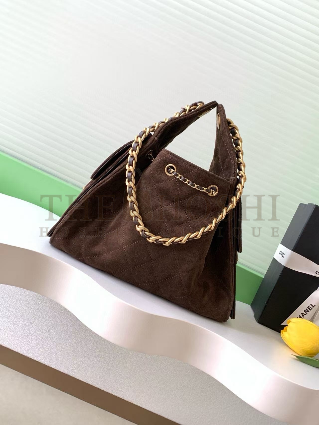 Ch**el 25c Hobo Drawstring Bag Bag Gray Lambskin 30x26x14cm AS5293 Master Quality