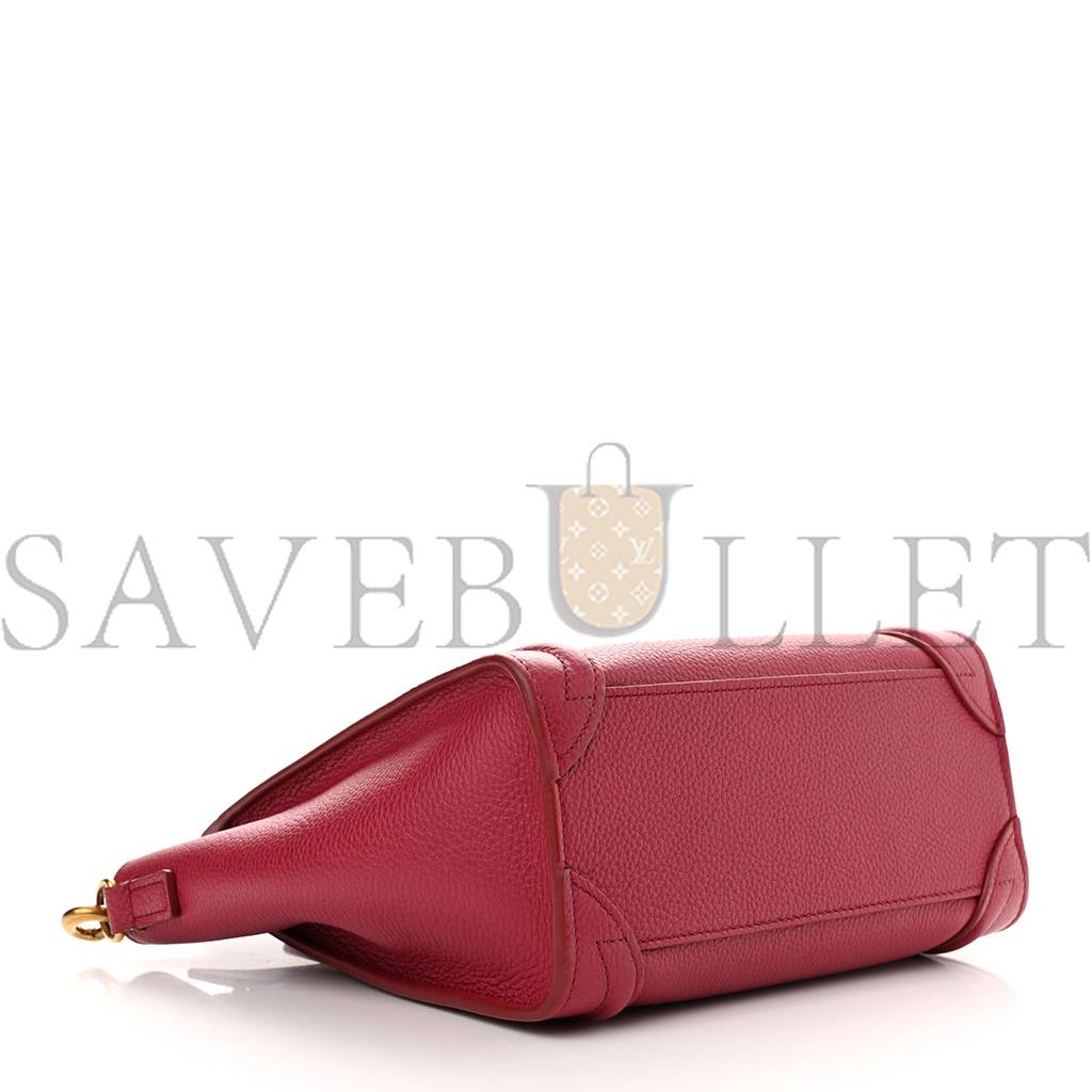 Ce1i*e DRUMMED CALFSKIN NANO LUGGAGE RASBERRY (20*20*10cm) Master Quality