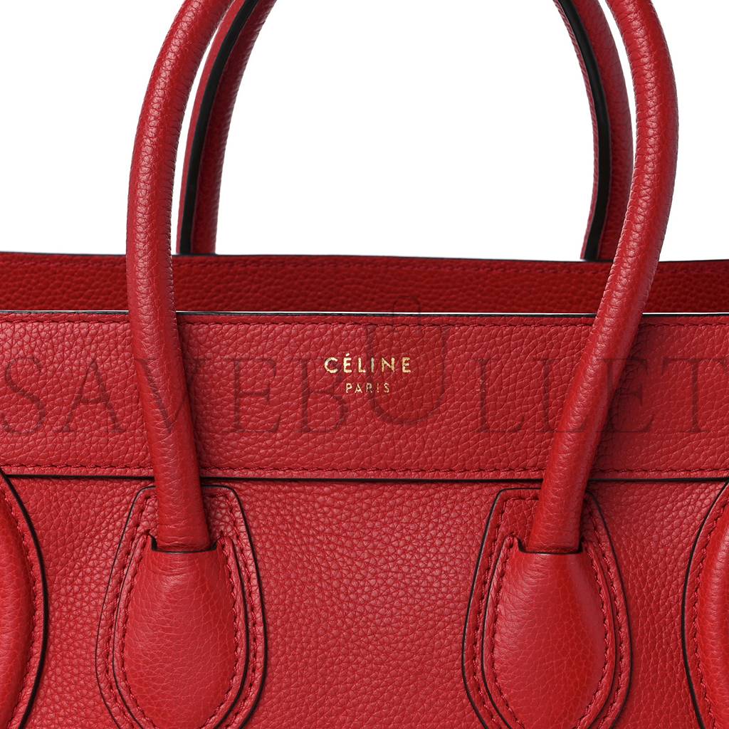 Ce1i*e DRUMMED CALFSKIN MICRO LUGGAGE RED (26*25*13cm) Master Quality