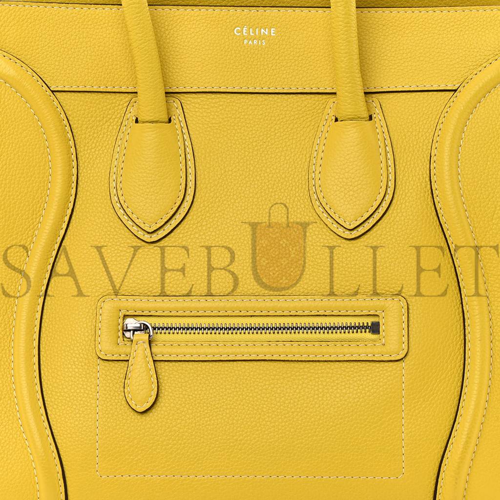 Ce1i*e DRUMMED CALFSKIN MINI LUGGAGE CITRON (30*29*17cm) Master Quality