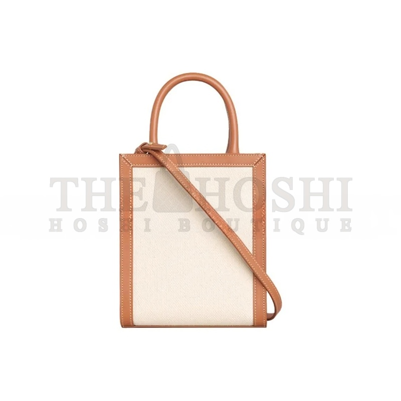 Ce1i*e MINI TOTE IN CABAS SULKY PRINTED FABRIC AND COWHIDE LEATHER 193302DCI.02NT (21*17*4cm) Master Quality