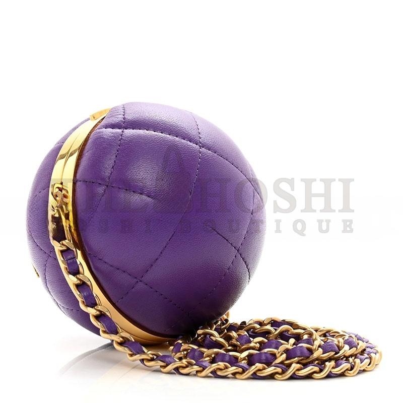 Ch**el 22 SPHERE MINAUDIERE QUILTED LAMBSKIN (9*9*9cm) Master Quality