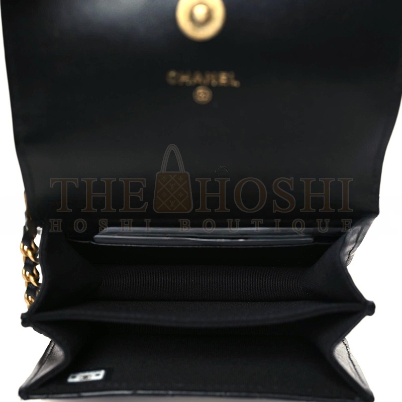 Ch**el LAMBSKIN QUILTED CHAIN TOP HANDLE CLUTCH WITH CHAIN 1126019 (13*10*6cm) Master Quality