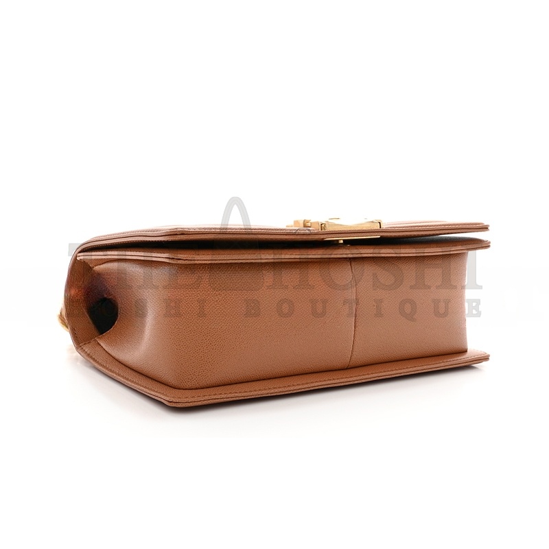 Ch**el CAVIAR CHEVRON MEDIUM QUILTED BOY FLAP BROWN A67086 (25*15*6cm) Master Quality