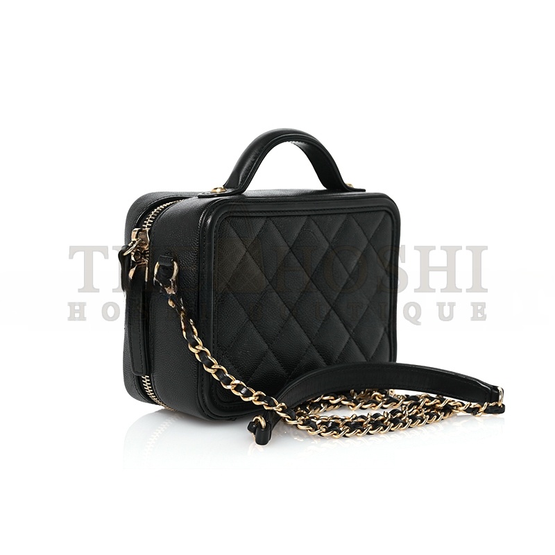 Ch**el CAVIAR QUILTED SMALL CC FILIGREE VANITY CASE 1585770 (16*12*7cm) Master Quality