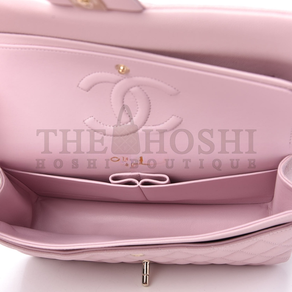 Ch**el CAVIAR QUILTED MEDIUM DOUBLE FLAP LIGHT PINK (25.5*14*6.5cm) Master Quality