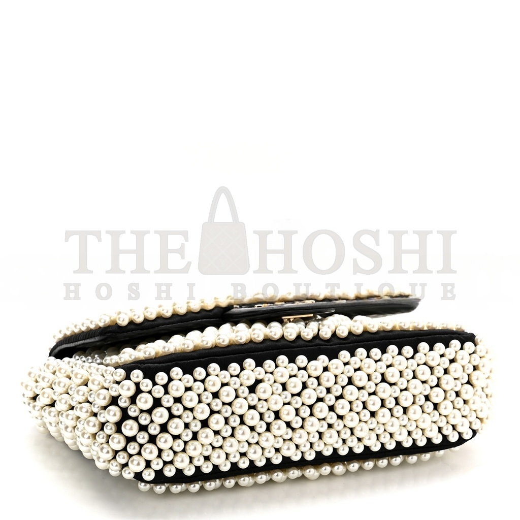 Ch**el LAMBSKIN PEARL ON FLAP BLACK (18*13*5cm) Master Quality
