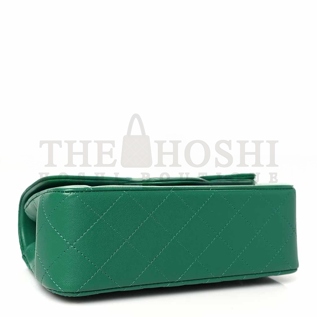 Ch**el LAMBSKIN QUILTED MINI TOP HANDLE RECTANGULAR FLAP GREEN (20*13*9cm) Master Quality