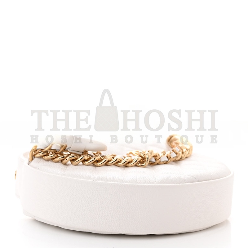 Ch**el SHINY CAVIAR QUILTED BOW POUCH HOBO WHITE 1470676 (19*13*4cm) Master Quality