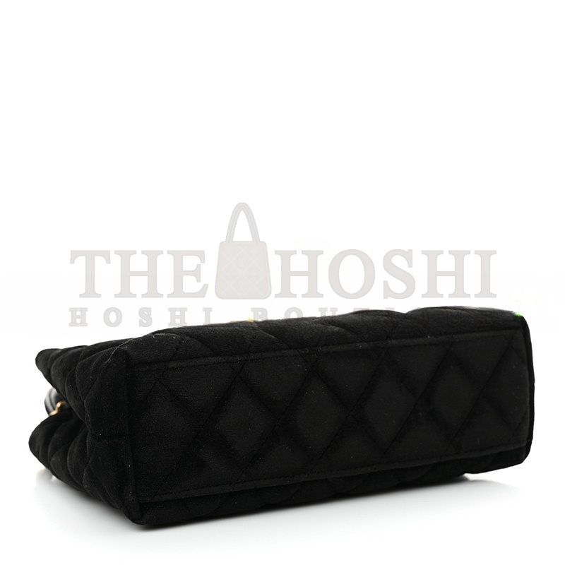 Ch**el VELVET QUILTED NANO KELLY SHOPPER BLACK 1584991 (19*13*7cm) Master Quality