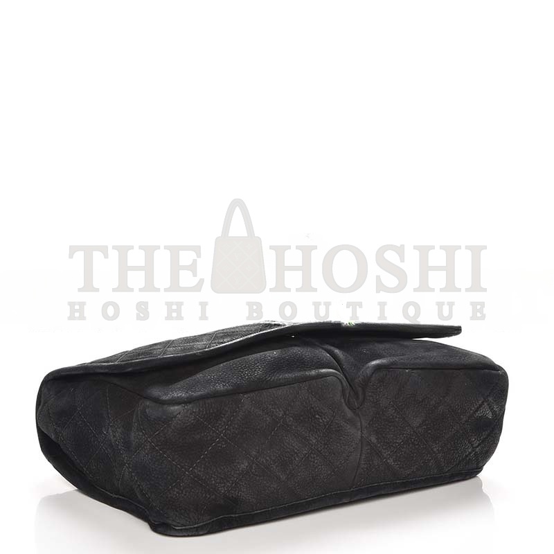 Ch**el LARGE ULTRA SOFT SUEDE CALFSKIN NATURAL BEAUTY FLAP BLACK  (33*22*9cm) Master Quality