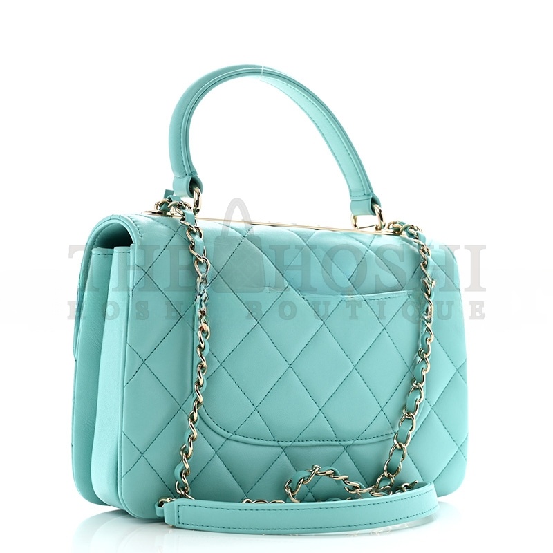 Ch**el LAMBSKIN QUILTED SMALL TRENDY CC DUAL HANDLE FLAP BAG BLUE  (25*17*9cm) Master Quality