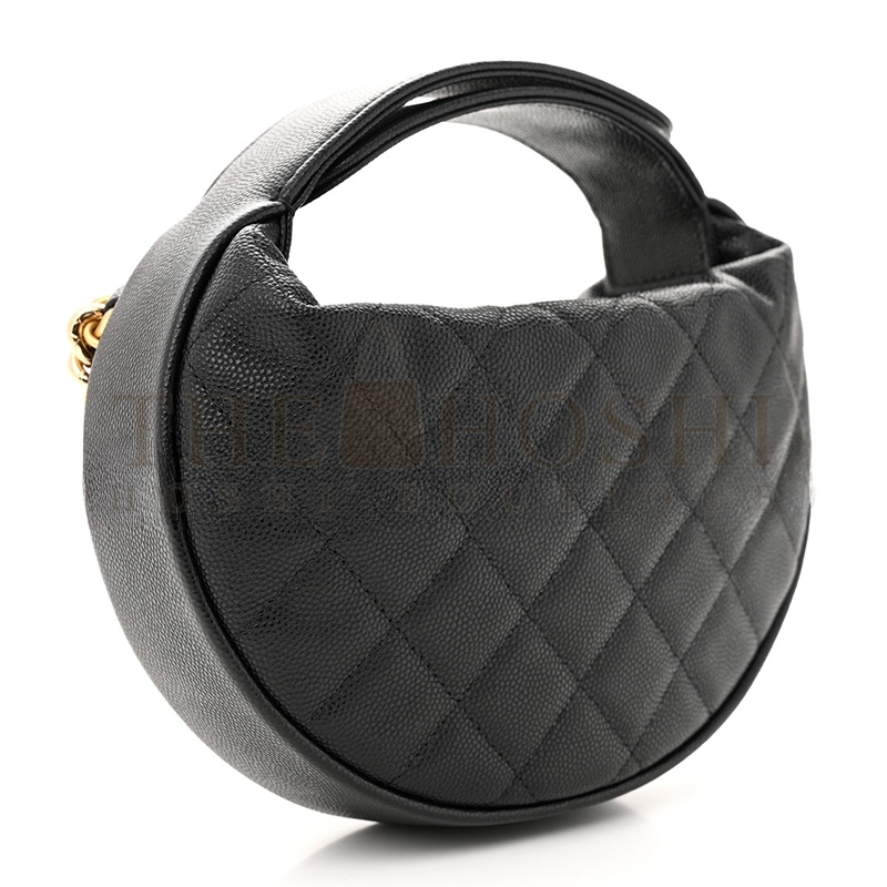 Ch**el MINI SHINY CAVIAR QUILTED BOW POUCH HOBO BLACK AP3943 (18*11*4cm) Master Quality