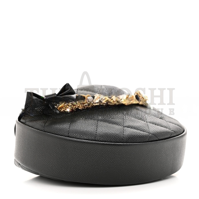 Ch**el MINI SHINY CAVIAR QUILTED BOW POUCH HOBO BLACK AP3943 (18*11*4cm) Master Quality