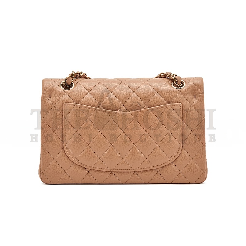 Ch**el QUILTED CAVIAR SMALL CLASSIC DOUBLE FLAP BAG DARK BEIGE 203204 (23*14.5*6cm) Master Quality