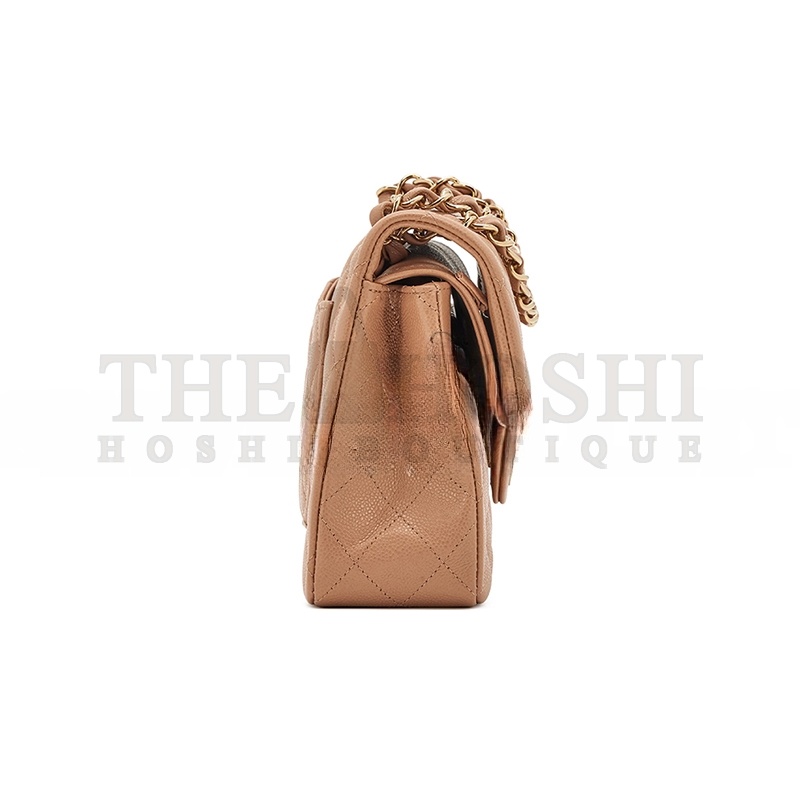 Ch**el QUILTED CAVIAR SMALL CLASSIC DOUBLE FLAP BAG DARK BEIGE 203204 (23*14.5*6cm) Master Quality