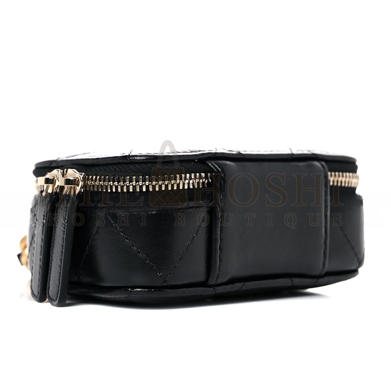 Ch**el QUILTED MINI LACQUERED CHAIN CLUTCH BLACK AP2738 B07995 94305 (10.5*7*4.5cm) Master Quality