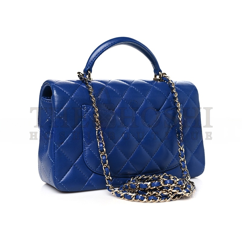Ch**el LAMBSKIN QUILTED MINI TOP HANDLE FLAP 1631609 (20*14*6cm) Master Quality