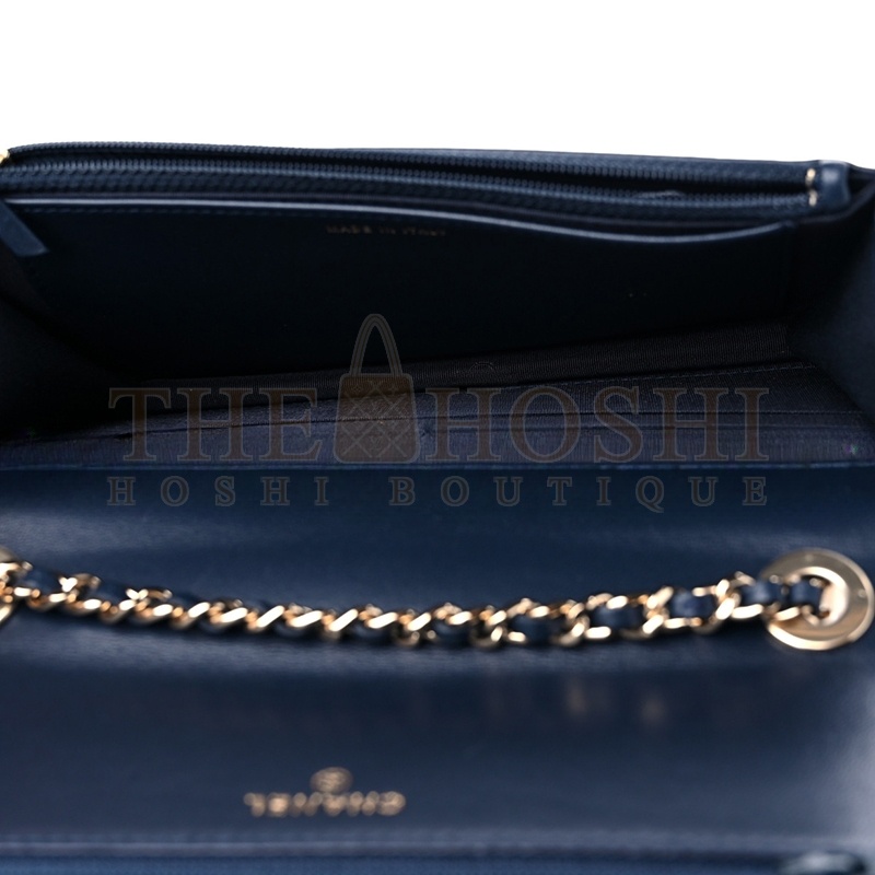Ch**el TRENDY CC WALLET ON CHAIN WOC NAVY 1291612 (19*12*3cm) Master Quality