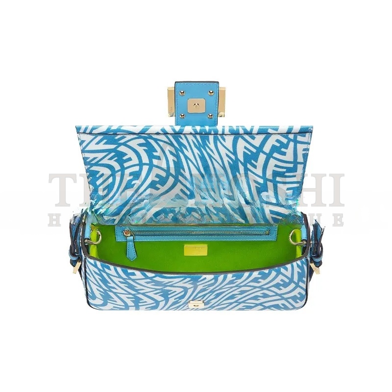 F**di BAGUETTE 1997 BAG VERTIGO ZUCCA COATED CANVAS BLUE 8BR792AFL1F1E8L (28*13.5*6cm) Master Quality