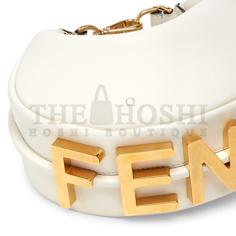 F**di F**diGRAPHY MINI WHITE LEATHER MINI BAG 8BS081A5DYF1HEL (20*13*7.5cm) Master Quality