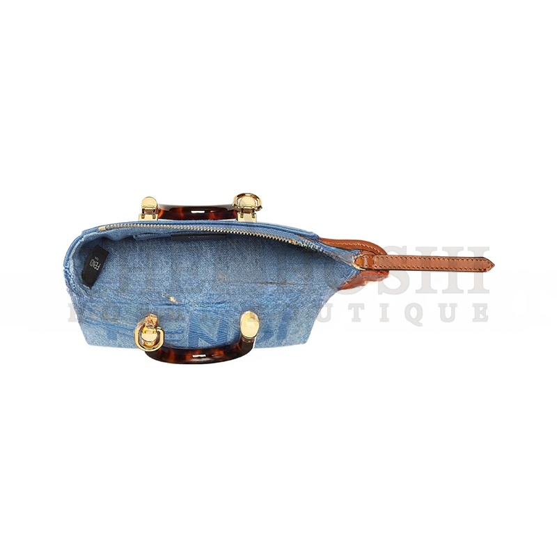 F**di BY THE WAY SMALL DENIM BOSTON TOTE CROSSBODY BAG 8BS067AJR2F1LB6 (20*12*9m) Master Quality