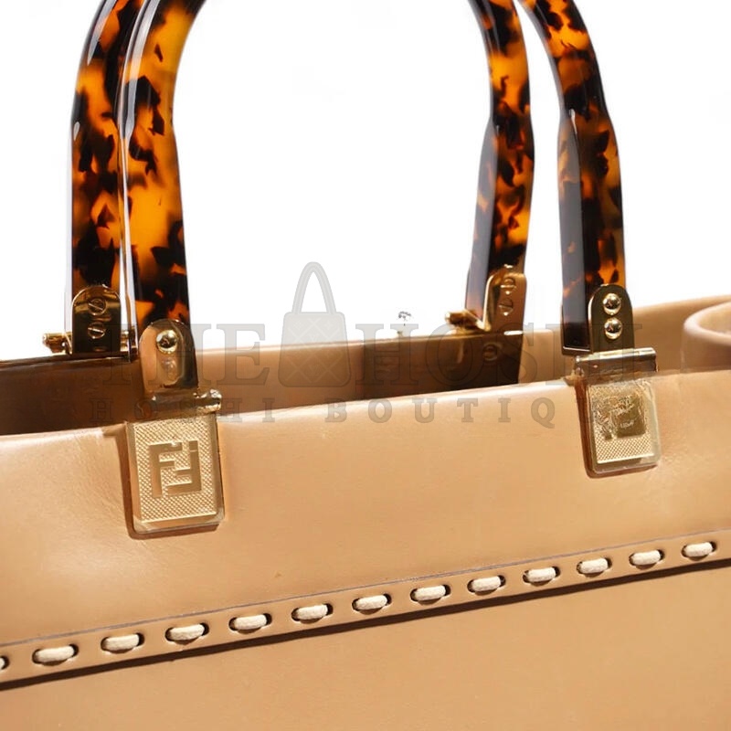F**di BEIGE LEATHER AND PYTHON MEDIUM SUNSHINE SHOPPER TOTE (36*31*12cm) Master Quality