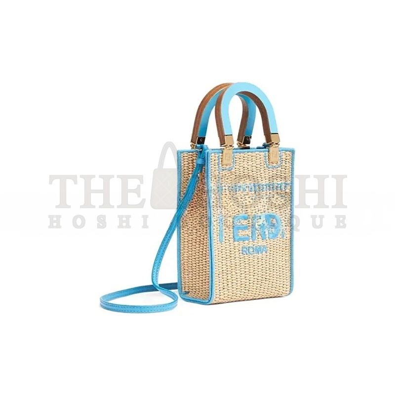 F**di SUNSHINE MINI STRAW & LEATHER TOTE 8BS051AFQPF1ELX (18*13*6cm) Master Quality