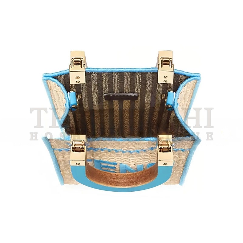 F**di SUNSHINE MINI STRAW & LEATHER TOTE 8BS051AFQPF1ELX (18*13*6cm) Master Quality