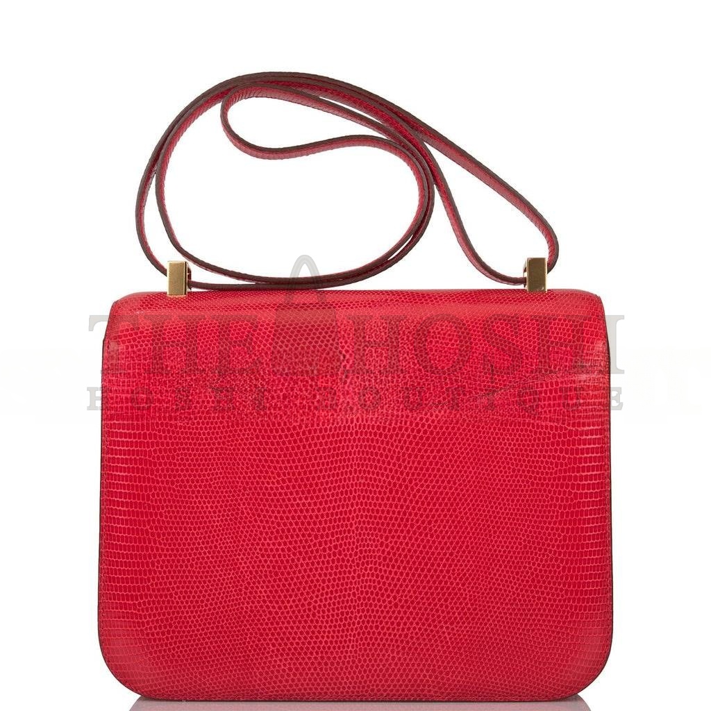 H**me5 MASTER CONSTANCE 24 ROUGE EXOTIQUE LIZARD NILOTICUS GOLD HARDWARE (24cm) Master Quality