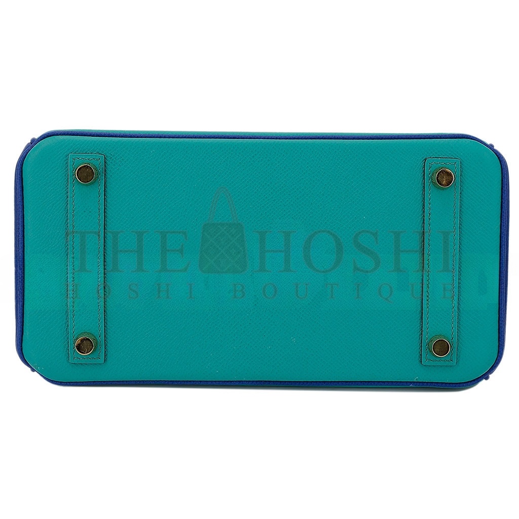H**me5 BIRKIN 35 EPSOM IN MALACHITE GREEN AND AQUA BLUE WITH GOLD BUCKLE H028369CK33 (35*28*18cm) Master Quality