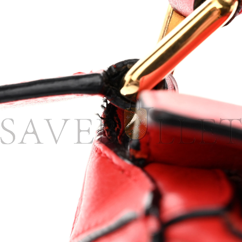 L0ew* CALFSKIN MEDIUM PUZZLE BAG SCARLET (29*19.5*14cm) Master Quality