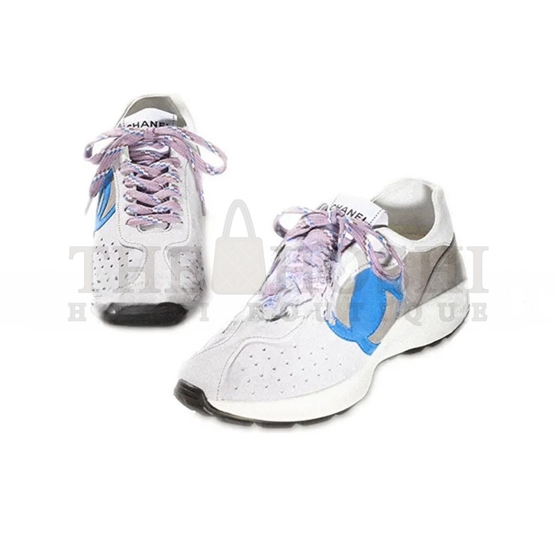 Ch**el SNEAKERS SUEDE KIDSKIN LIGHT PURPLE, BLUE &amp; DARK GRAY G39074 X56563 K4279 Master Quality