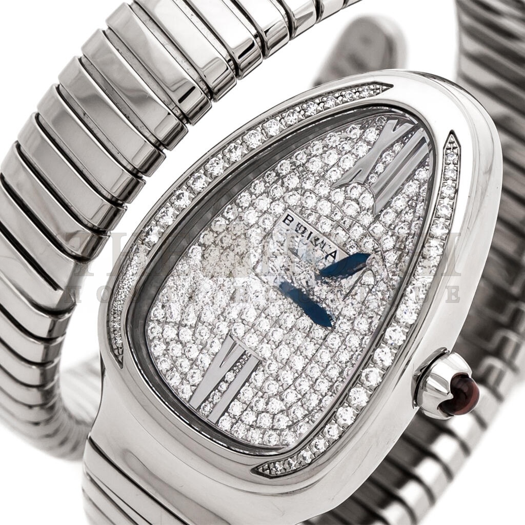 Bv1g*ai D1am0nd PAVE 18K WHITE GOLD SERPENTI TUBOGAS WOMEN